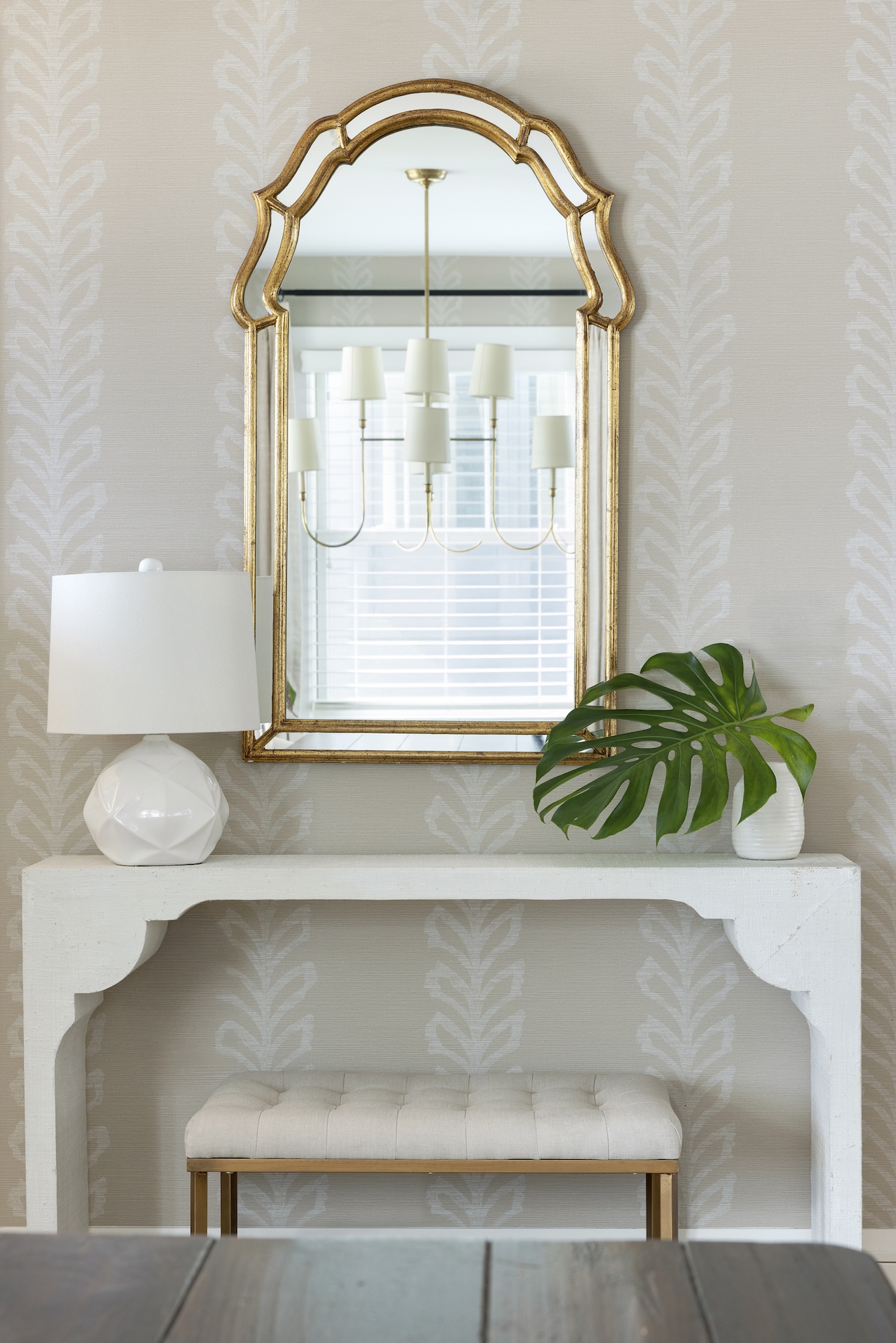 Foyer of a South Minneapolis home with thoughtful furniture placement and a welcoming entry