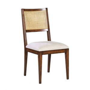 cane back dining chair with upholstered seat