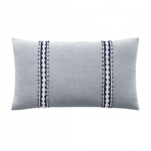 blue accent pillow by Eastern Accents with trim