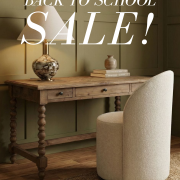 Traditions-Back-to-school-office-sale Designer home office furniture featuring a desk, chair, and bookshelves from Traditions